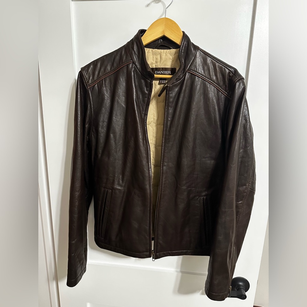 Vintage Danier leather bomber jacket in chocolate brown